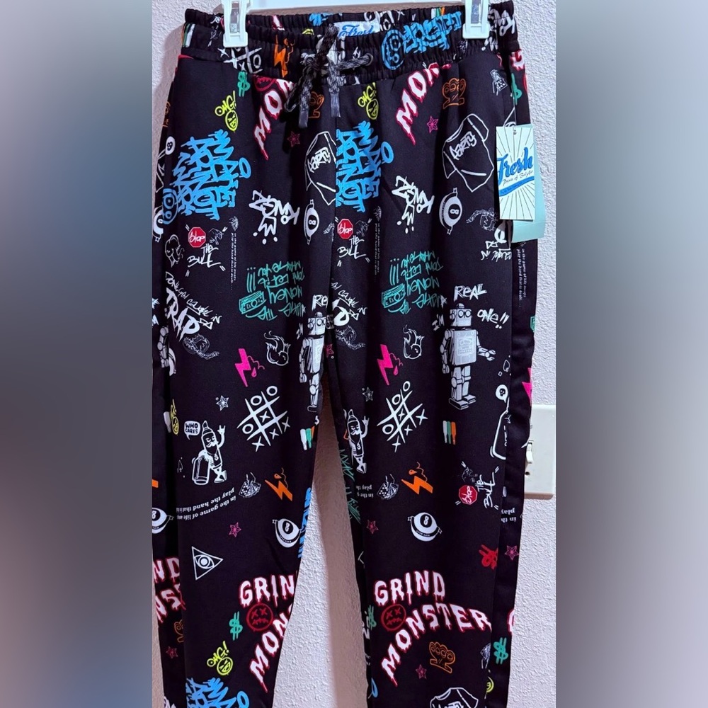 Graphic Print Black Joggers